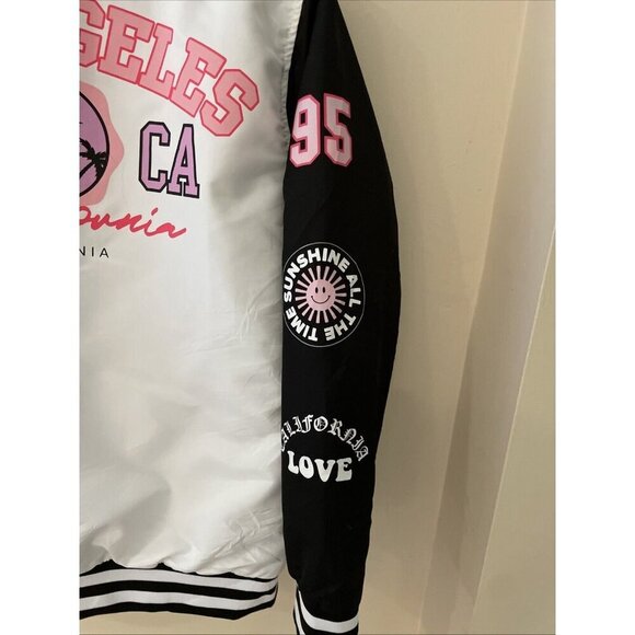 Vintage Y2K  rue21 Satin Varsity Jacket Size Medium White Los Angelos California - Picture 3 of 16